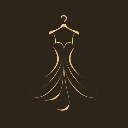 Fashion boutique logo with stylized hanger morphing into elegant dress form