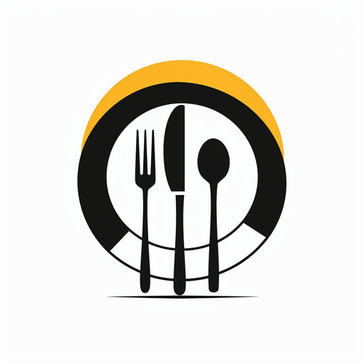 Restaurant logo in black and yellow on sleek white background