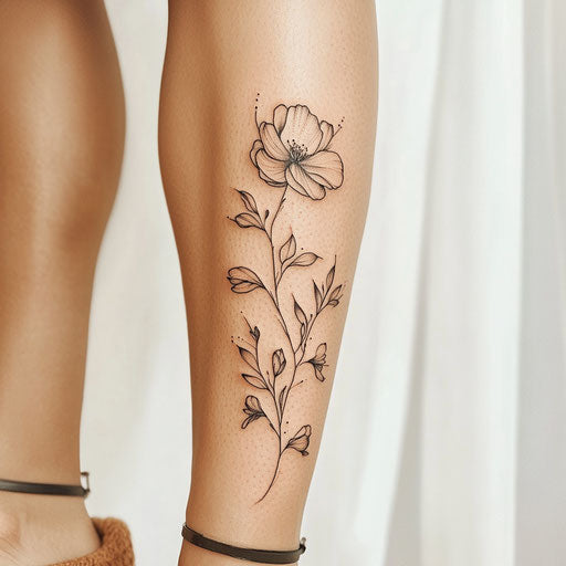 Sketch of lower leg tattoo for females in minimalist style