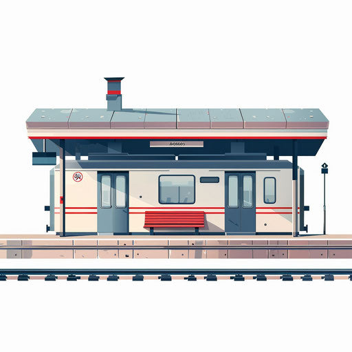 Photo realistic clipart of train station on white background