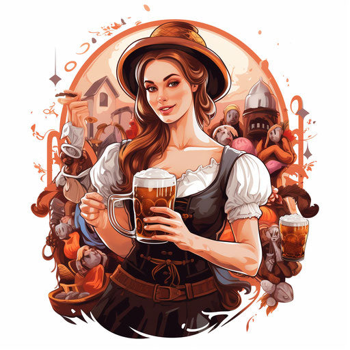 Oktoberfest clipart in the style of Chiaroscuro Art, on a white background