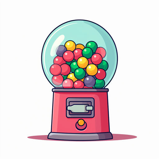 Minimalist style gumball machine on white background