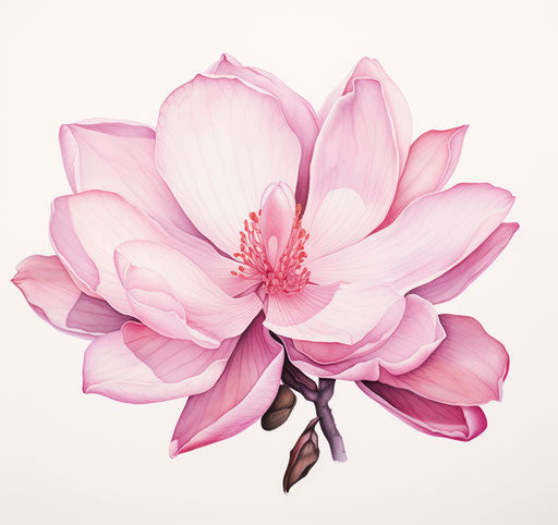 Pink magnolia watercolor drawing