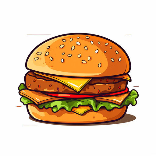Burger clipart in Minimalist style, on white background