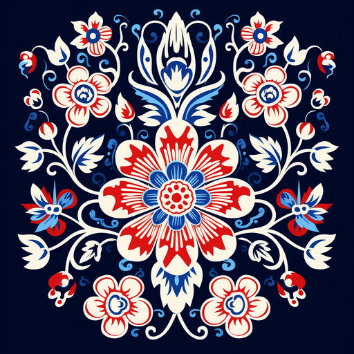 Ethnic flower pattern, meticulous inking style