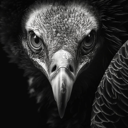 Vulture bird with an intense gaze, in the style of Elke Vogelsang