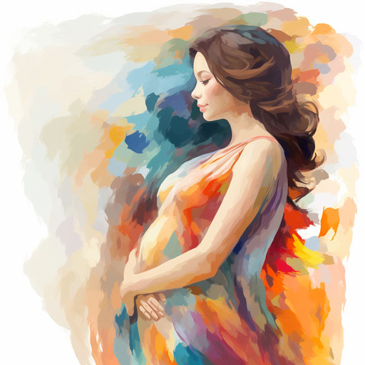 Pregnant woman in Impressionistic Art style