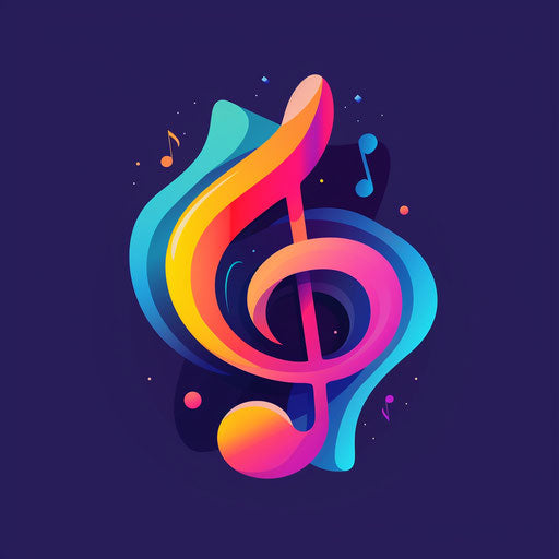 Modern music logo with gradient background and vibrant colors