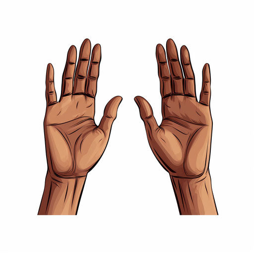 Minimalist style hands clip art on white background