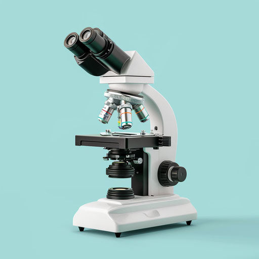 Realistic microscope on serene aqua background