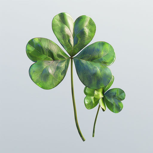 Realistic clover clipart on flat white background, high detail