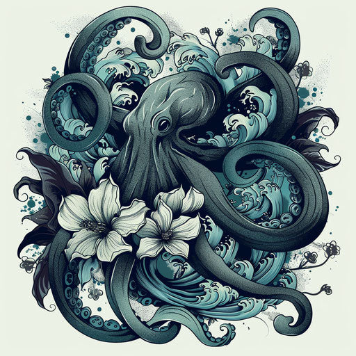 Oceanic clipart style flat tattoo sketch for dark arts tattoo
