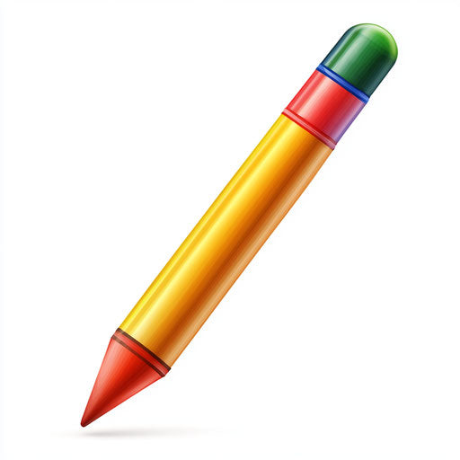 3D crayon on flat white background, isolated clipart.