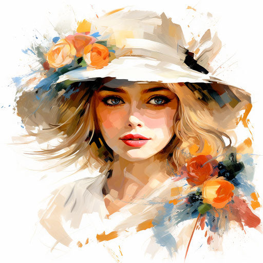 Beautiful clipart in the style of Impressionistic Art, on white background