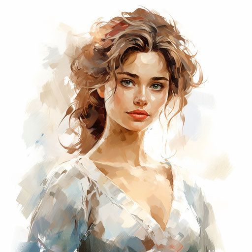 Woman clipart in the style of Oil painting, on a white background