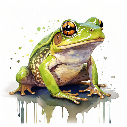 Frog clipart in the style of Oil painting, on a white background