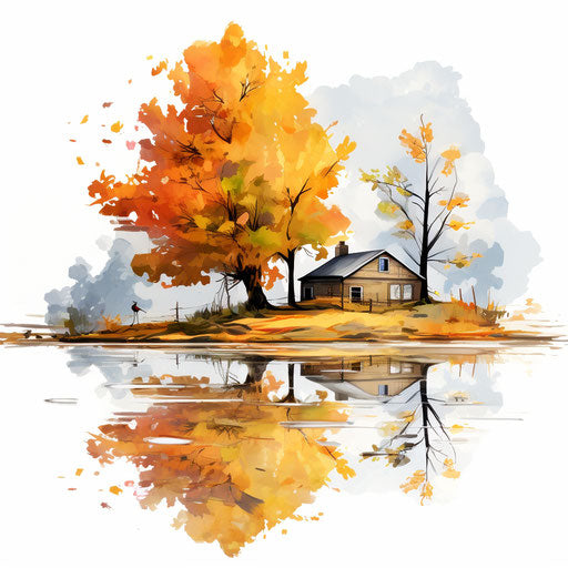 September clipart images in the style of Oil painting, on a white background