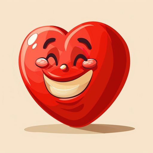 Cheerful cartoon heart funny red cute caricature