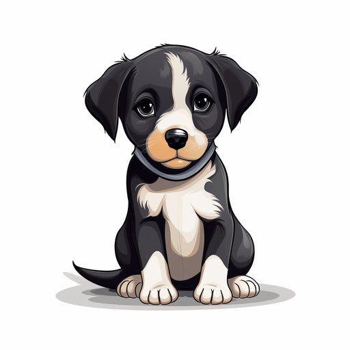 Minimalist style puppy clipart on white background