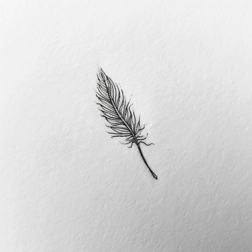 Minimalist flat tattoo sketch of a feather symbolizing dreams