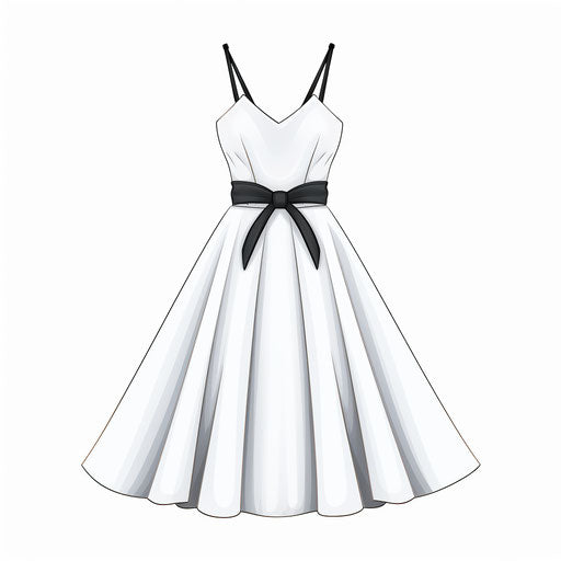 Minimalist style dress illustration, on white background