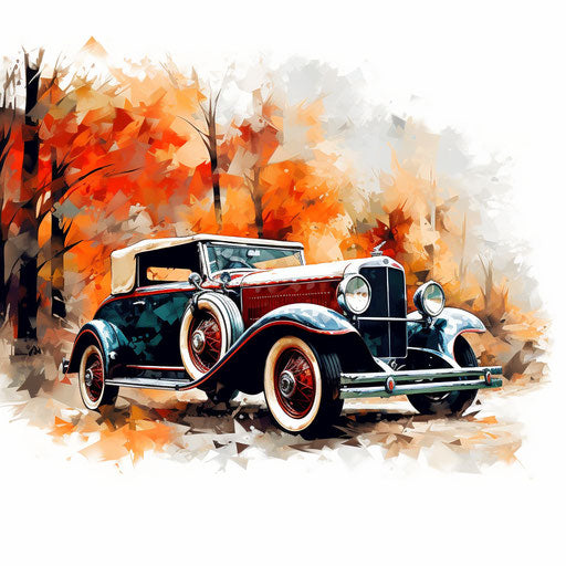Car clipart in Impressionistic Art style on white background