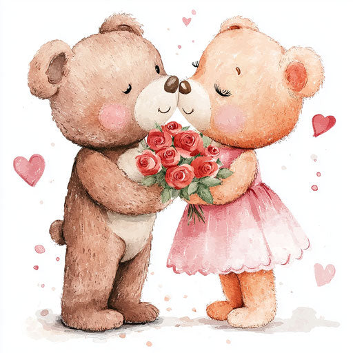 Valentine's Day teddy bears with roses