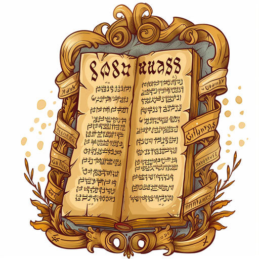 Tattoo illustration of the Ten Commandments tablets