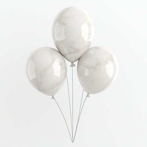 3D birthday balloons with flat white background