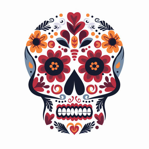 Minimalist sugar skull clipart on white background