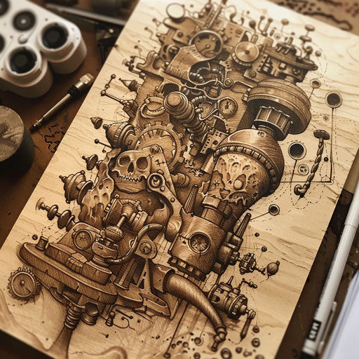 Vintage flat tattoo sketch for early machines evolution