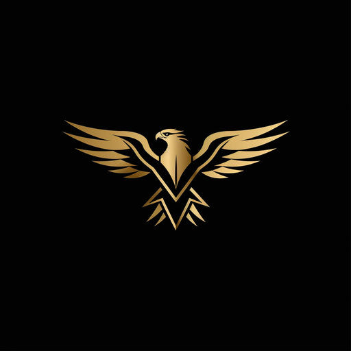 Elegant eagle logo with gold emblem on black background