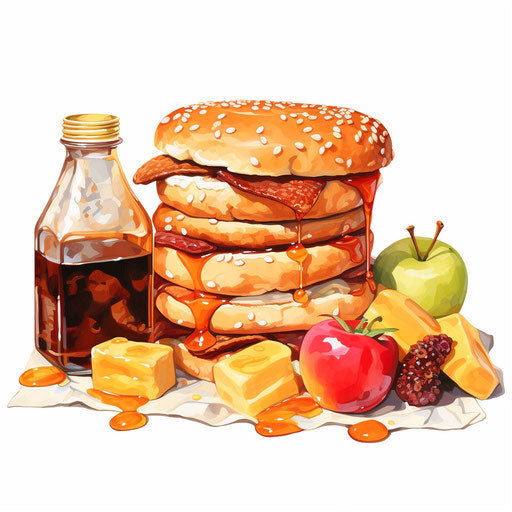 Snack illustration in the style of Oil painting