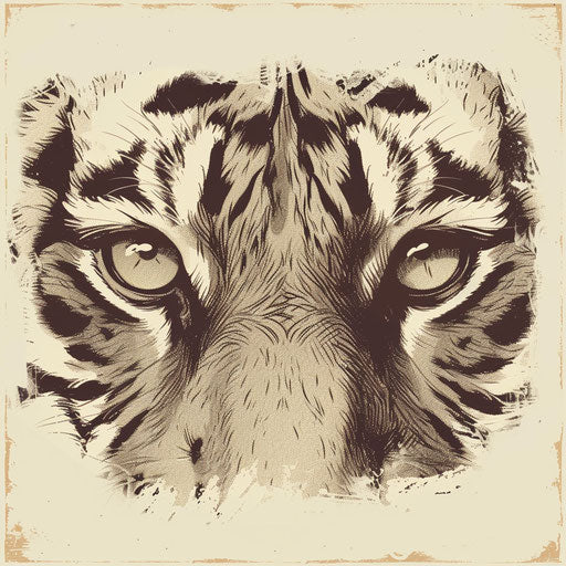 Vintage tattoo sketch of tiger eyes in a flat design