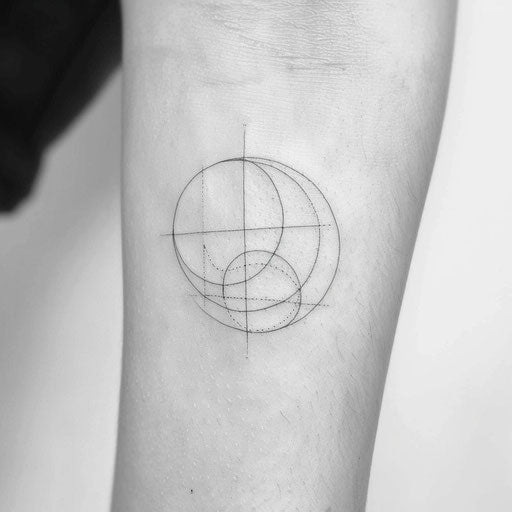 Minimalist flat tattoo sketch of a perfect geometric circle