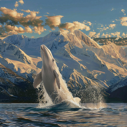 A beluga whale splashing as it breaches the water
