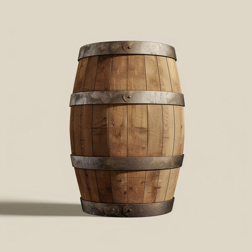 Realistic barrel on cream background, muted tones and elegance