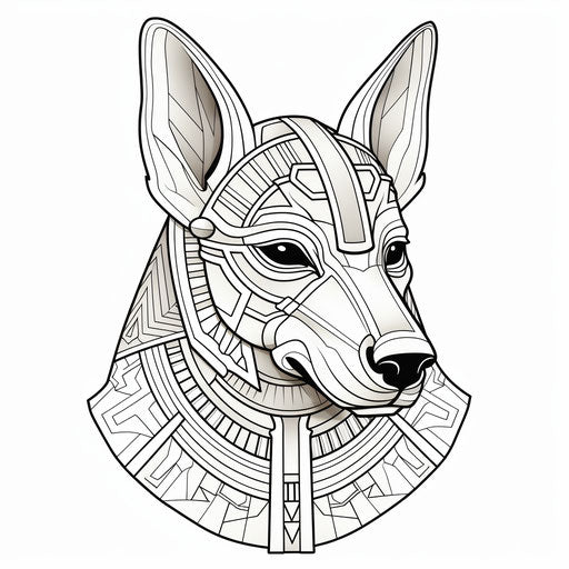 Egyptian head with intricate patterns in minimalist style