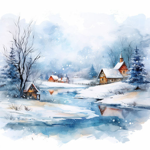 Christmas background clipart in the style of Oil painting, on a white background
