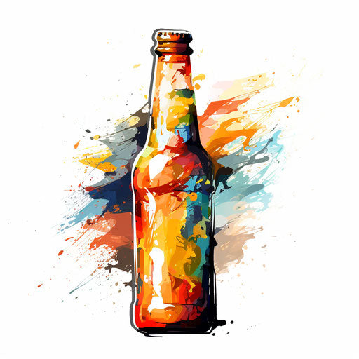 Beer bottle clipart in Impressionistic Art style