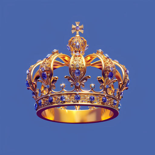 A shining crown on royal blue background