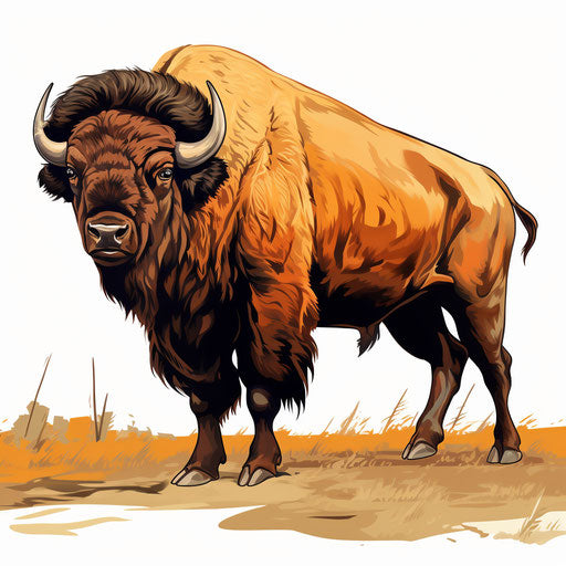Bison artwork in Oil painting style, on white background