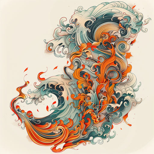 Dynamic tattoo sketch of a Japanese wave in clipart style