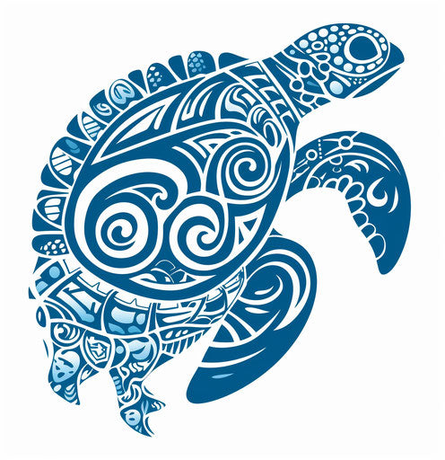 Blue Turtle with Multi Tribal Designs