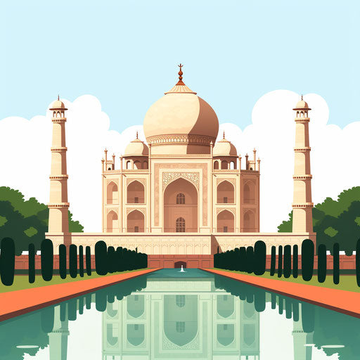 Taj Mahal clipart in Minimalist style, on white background
