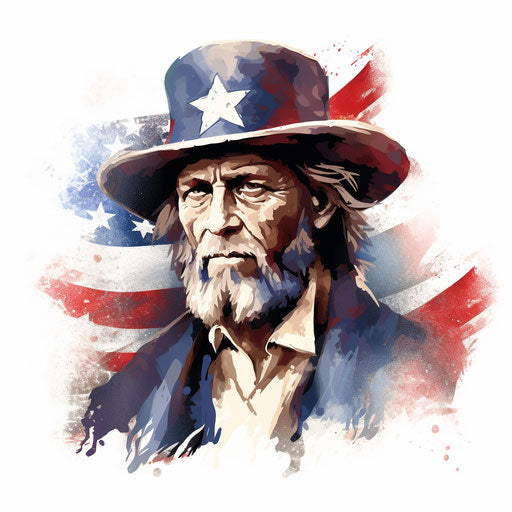 Patriotic artwork in the style of Chiaroscuro Art, on white background