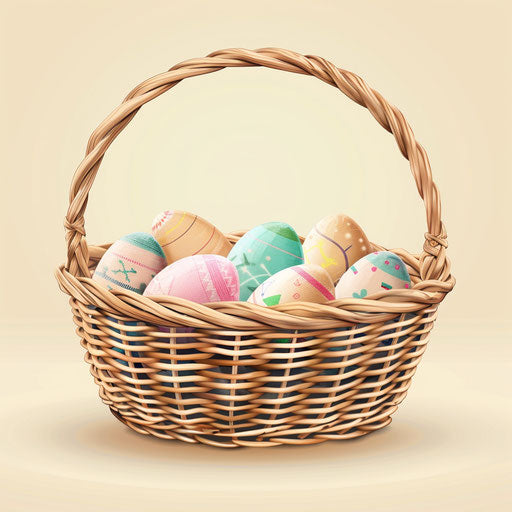 Easter basket with flat background and vintage filter