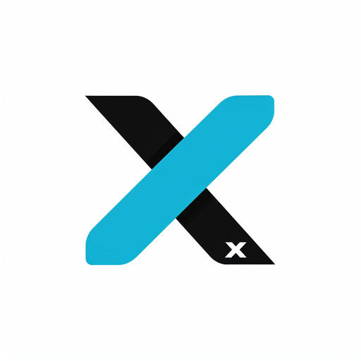 Modern logo in cyan and black with a minimalist white background