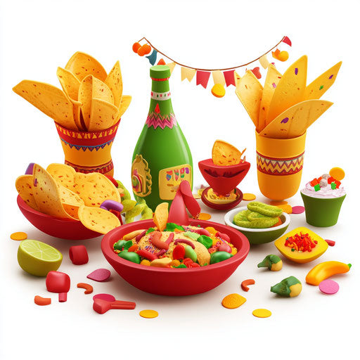 3D party on flat white background, isolated clipart