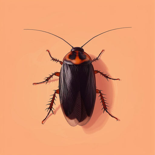 Realistic cockroach illustration on peach pastel background